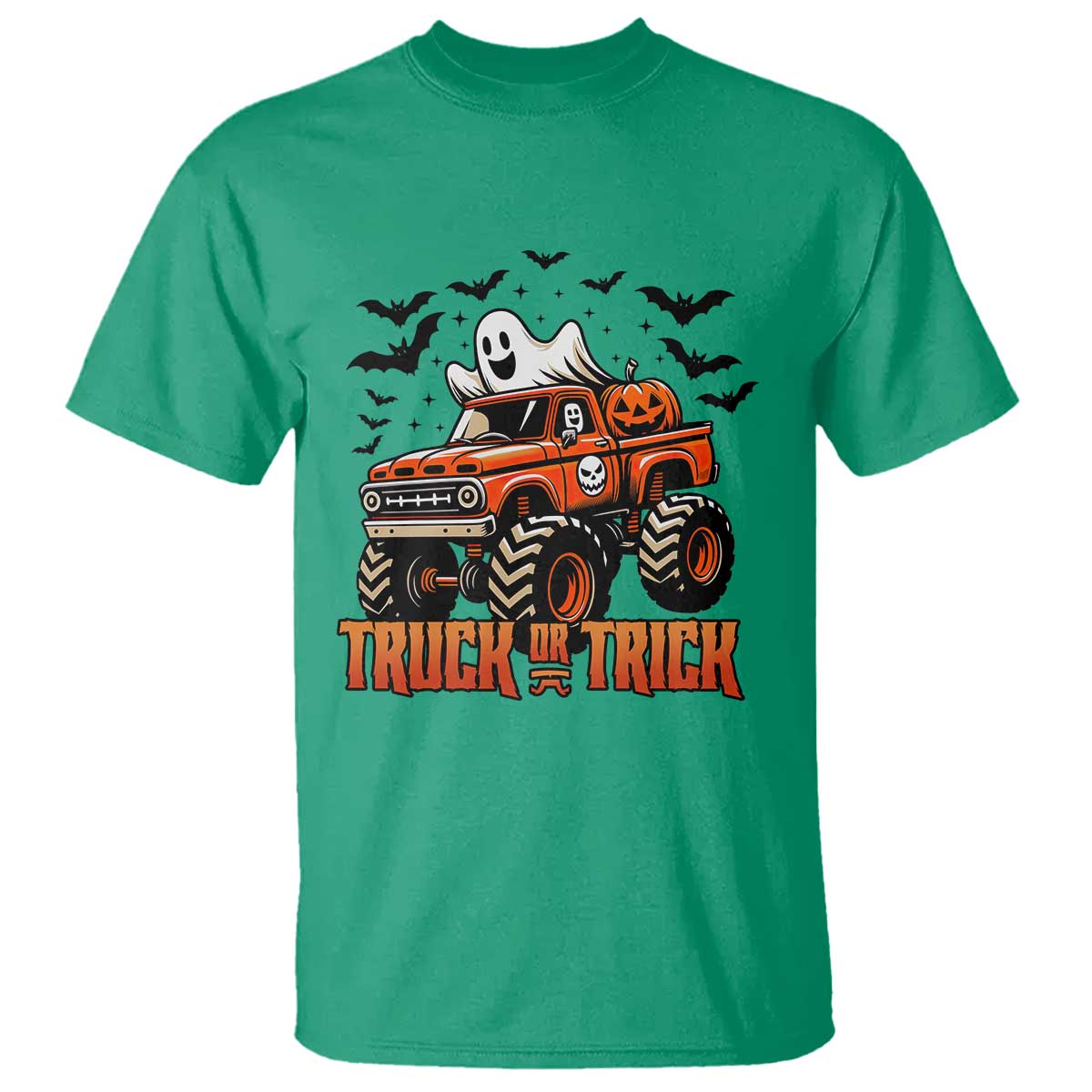 Truck Or Treat Ghost Racing T Shirt Funny Halloween Monster Truck Lover TS12 Irish Green Print Your Wear