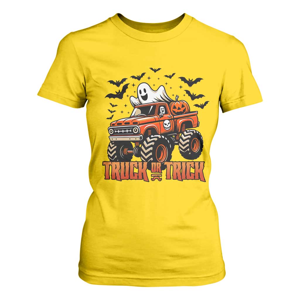 Truck Or Treat Ghost Racing T Shirt For Women Funny Halloween Monster Truck Lover TS12 Daisy Print Your Wear