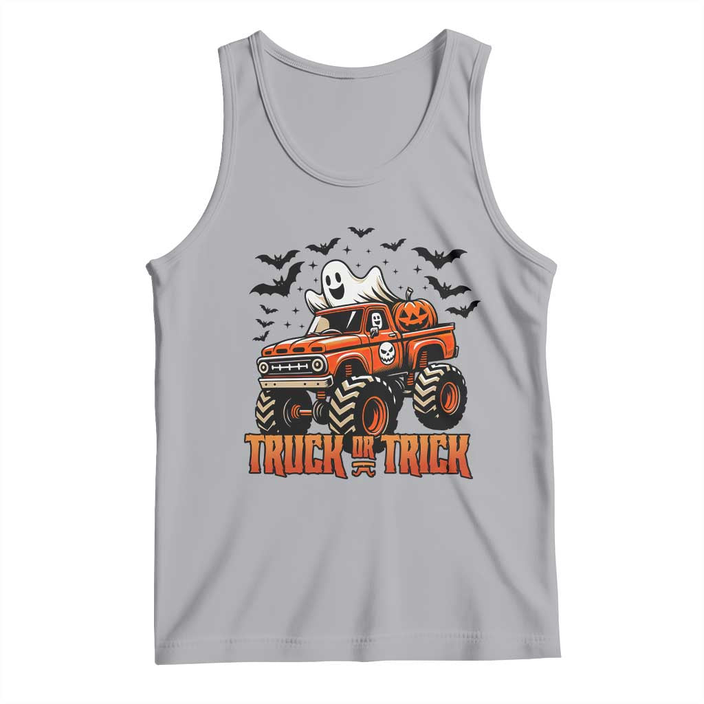Truck Or Treat Ghost Racing Tank Top Funny Halloween Monster Truck Lover TS12 Athletic Heather Print Your Wear