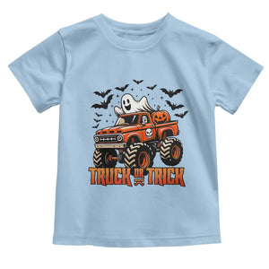 Truck Or Treat Ghost Racing Toddler T Shirt Funny Halloween Monster Truck Lover TS12 Light Blue Print Your Wear