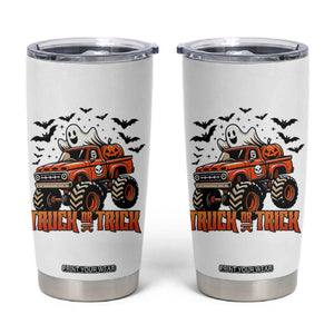Truck Or Treat Ghost Racing Tumbler Cup Funny Halloween Monster Truck Lover TS12 White Print Your Wear