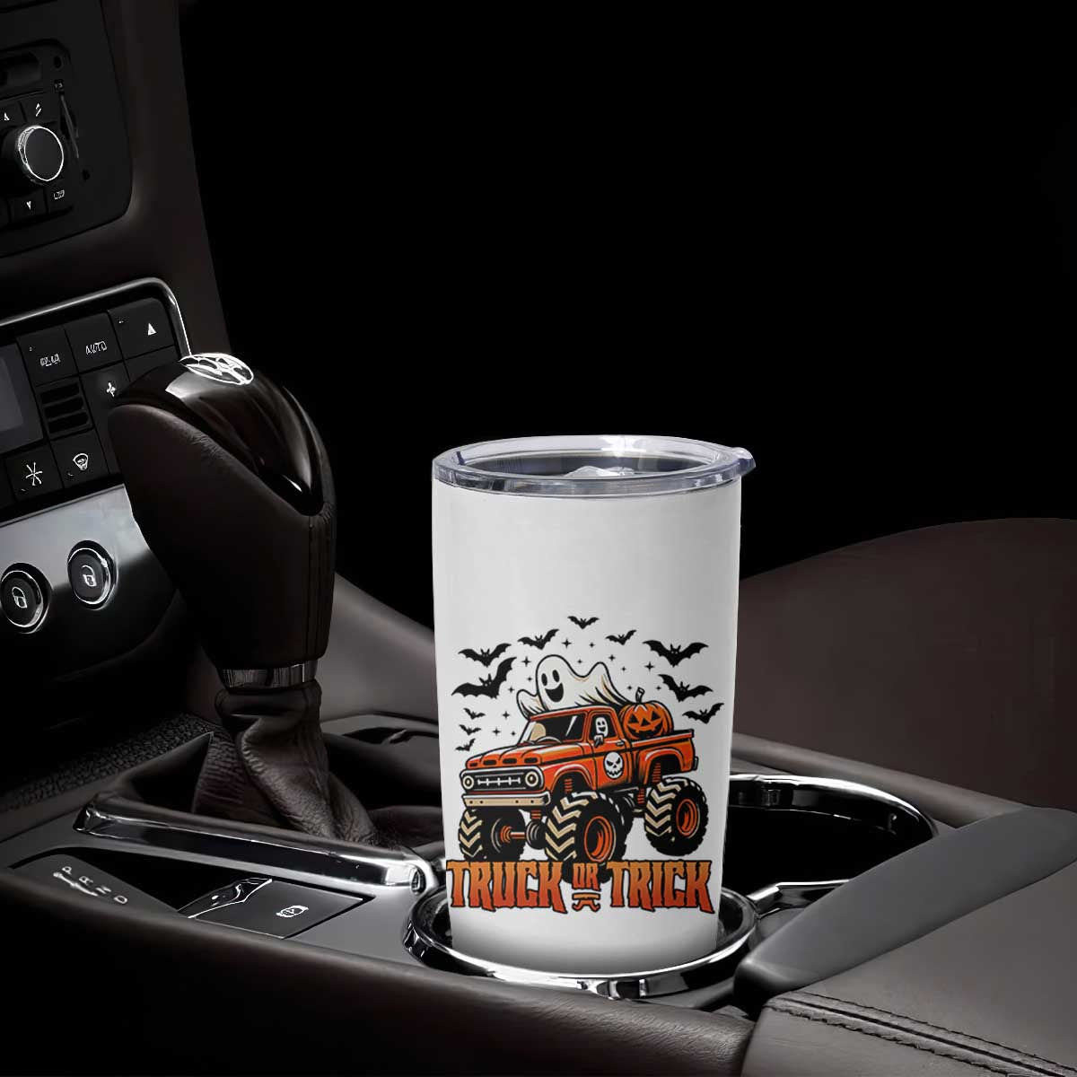 Truck Or Treat Ghost Racing Tumbler Cup Funny Halloween Monster Truck Lover TS12 Print Your Wear
