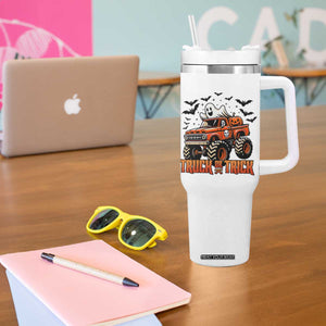 Truck Or Treat Ghost Racing Tumbler With Handle Funny Halloween Monster Truck Lover TS12 Print Your Wear