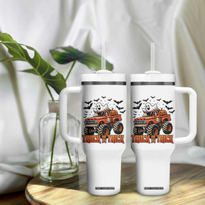Truck Or Treat Ghost Racing Tumbler With Handle Funny Halloween Monster Truck Lover TS12 Print Your Wear