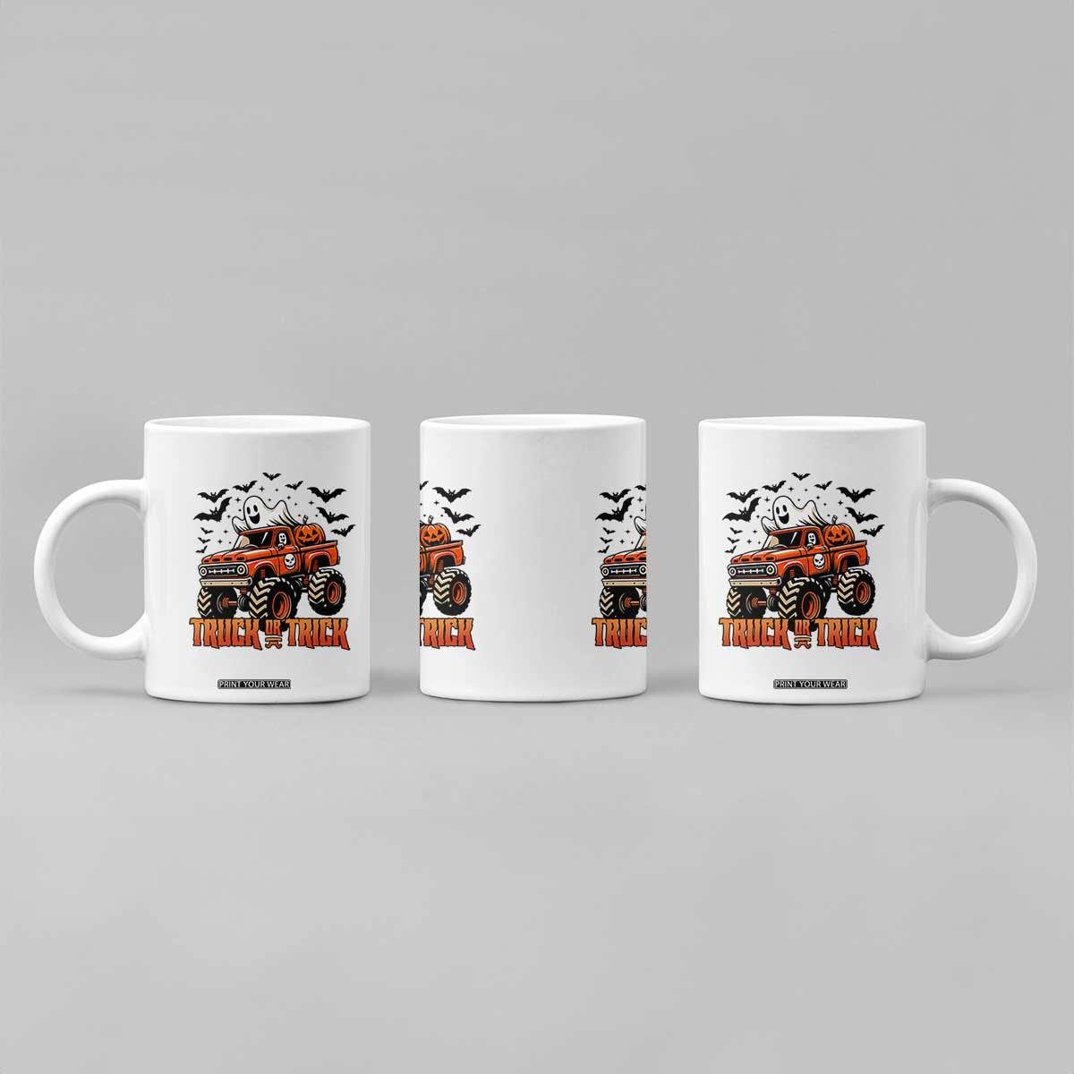 Truck Or Treat Ghost Racing Coffee Mug Funny Halloween Monster Truck Lover TS12 Print Your Wear