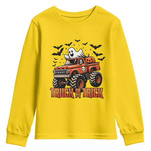Truck Or Treat Ghost Racing Youth Sweatshirt Funny Halloween Monster Truck Lover TS12 Daisy Print Your Wear