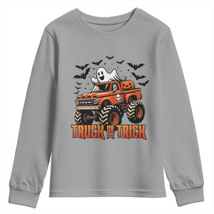 Truck Or Treat Ghost Racing Youth Sweatshirt Funny Halloween Monster Truck Lover TS12 Sport Gray Print Your Wear