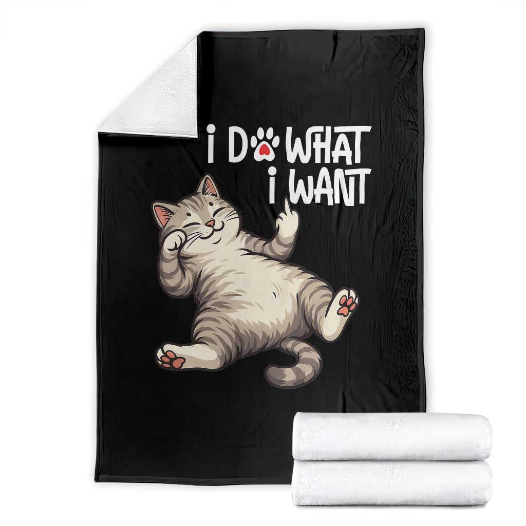 Funny Cat Throw Blanket I Do What I Want TS12 Black Print Your Wear