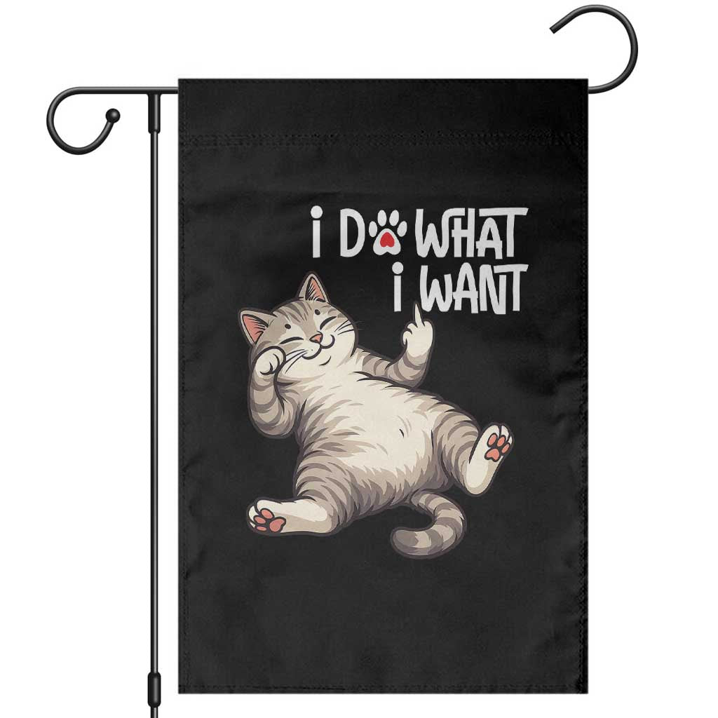 Funny Cat Garden Flag I Do What I Want TS12 Black Print Your Wear