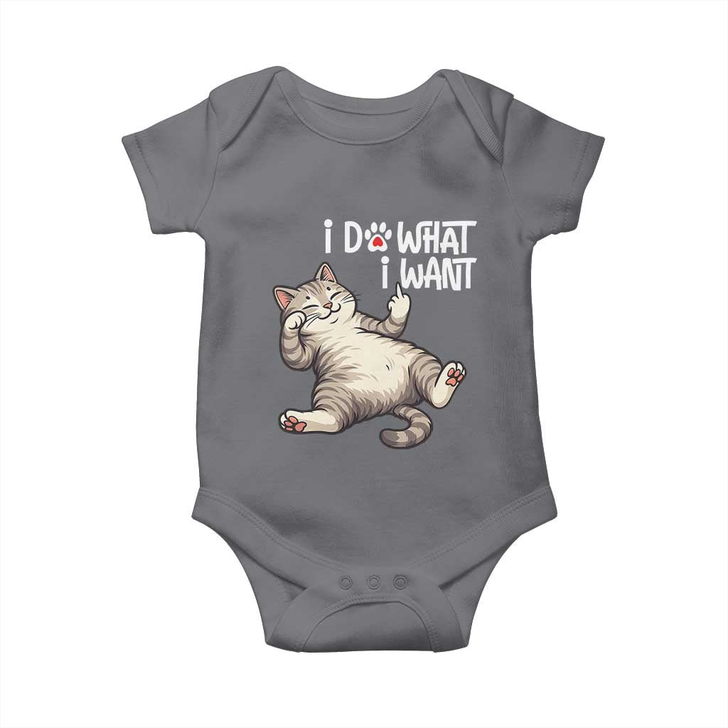 Funny Cat Baby Onesie I Do What I Want TS12 Charcoal Print Your Wear
