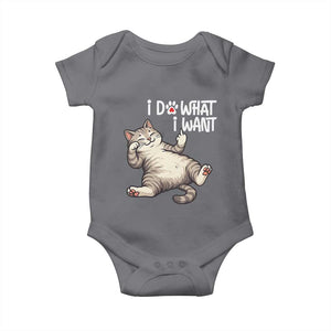 Funny Cat Baby Onesie I Do What I Want TS12 Charcoal Print Your Wear