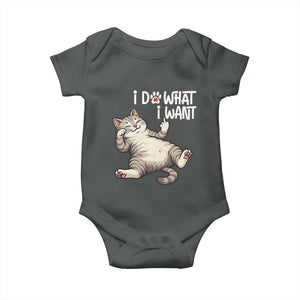Funny Cat Baby Onesie I Do What I Want TS12 Dark Heather Print Your Wear