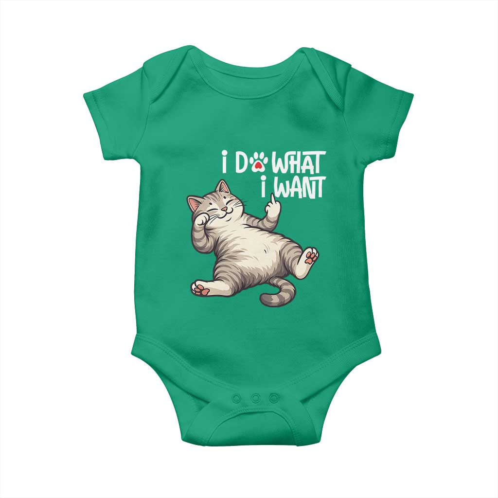 Funny Cat Baby Onesie I Do What I Want TS12 Irish Green Print Your Wear