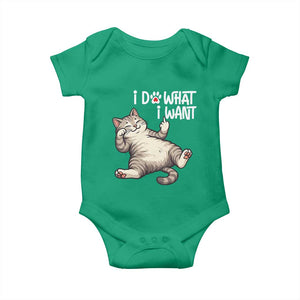 Funny Cat Baby Onesie I Do What I Want TS12 Irish Green Print Your Wear