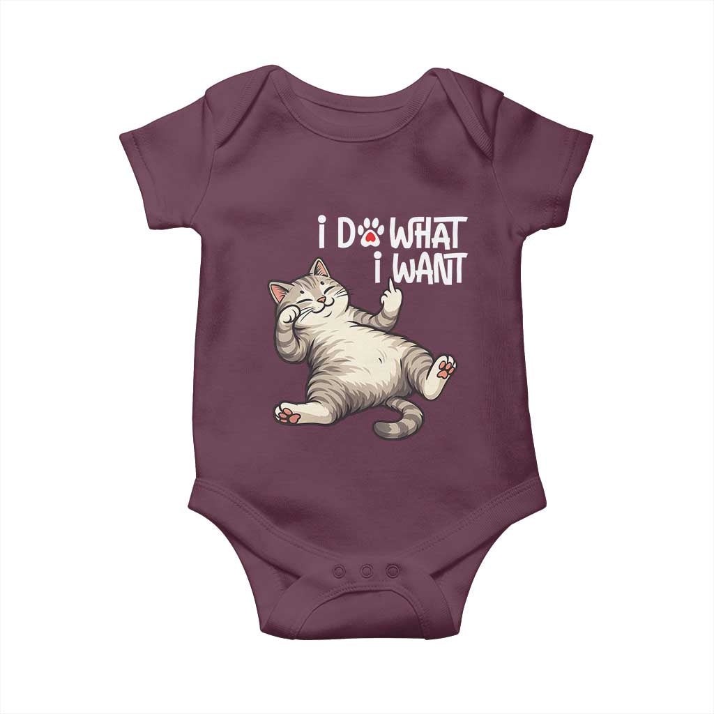 Funny Cat Baby Onesie I Do What I Want TS12 Maroon Print Your Wear