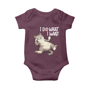 Funny Cat Baby Onesie I Do What I Want TS12 Maroon Print Your Wear