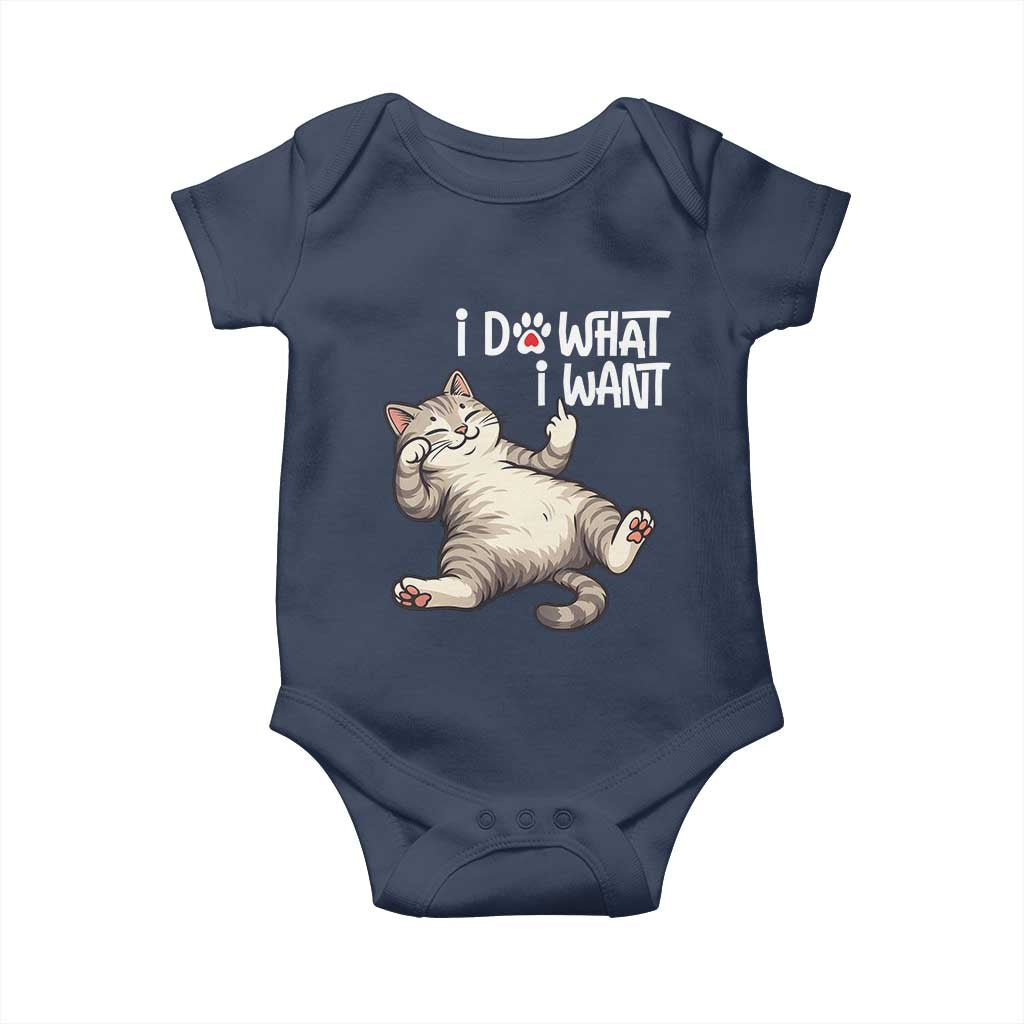 Funny Cat Baby Onesie I Do What I Want TS12 Navy Print Your Wear