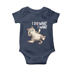 Funny Cat Baby Onesie I Do What I Want TS12 Navy Print Your Wear