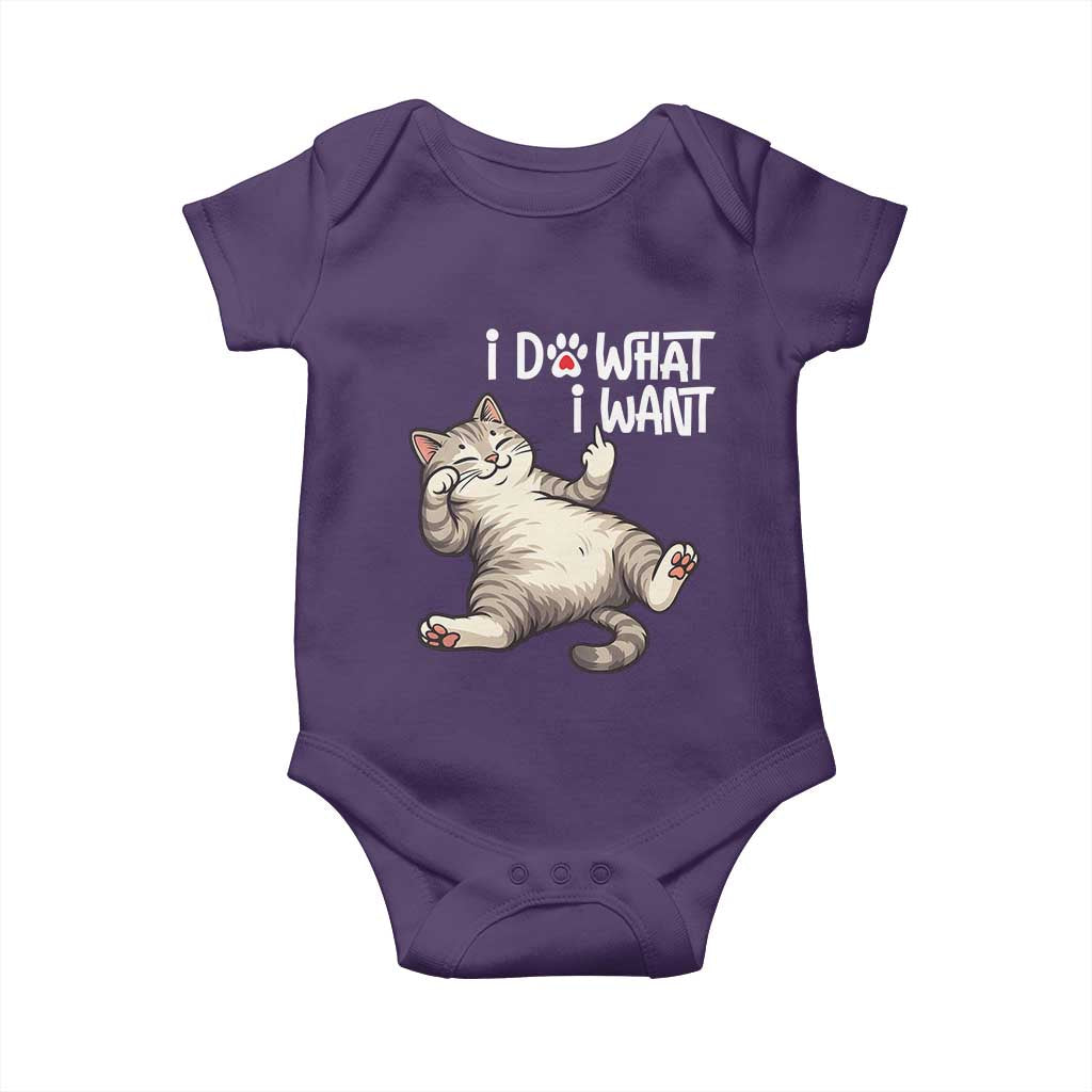Funny Cat Baby Onesie I Do What I Want TS12 Purple Print Your Wear