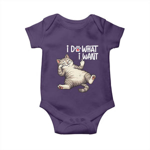 Funny Cat Baby Onesie I Do What I Want TS12 Purple Print Your Wear