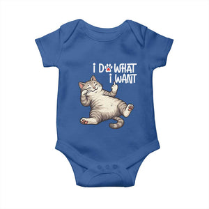 Funny Cat Baby Onesie I Do What I Want TS12 Royal Blue Print Your Wear