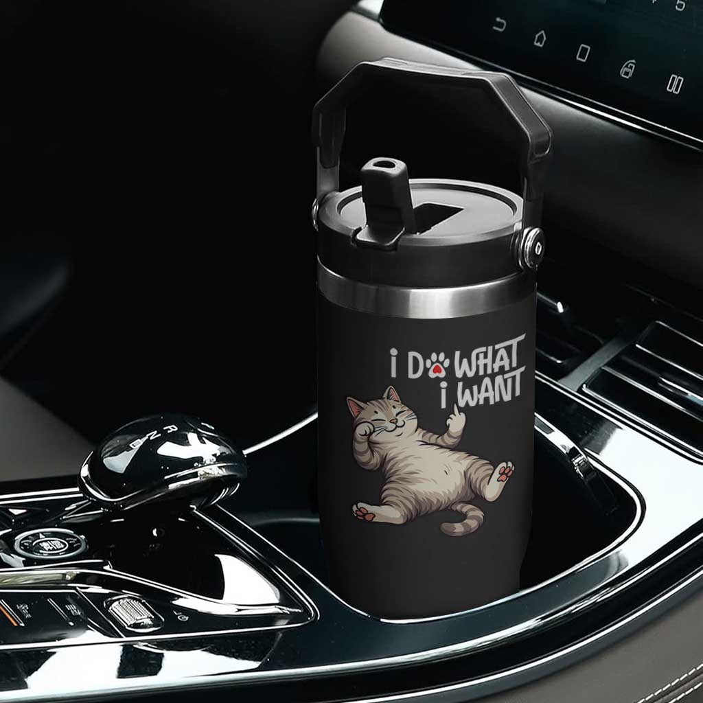 Funny Cat Flip Straw Tumbler I Do What I Want TS12 Print Your Wear