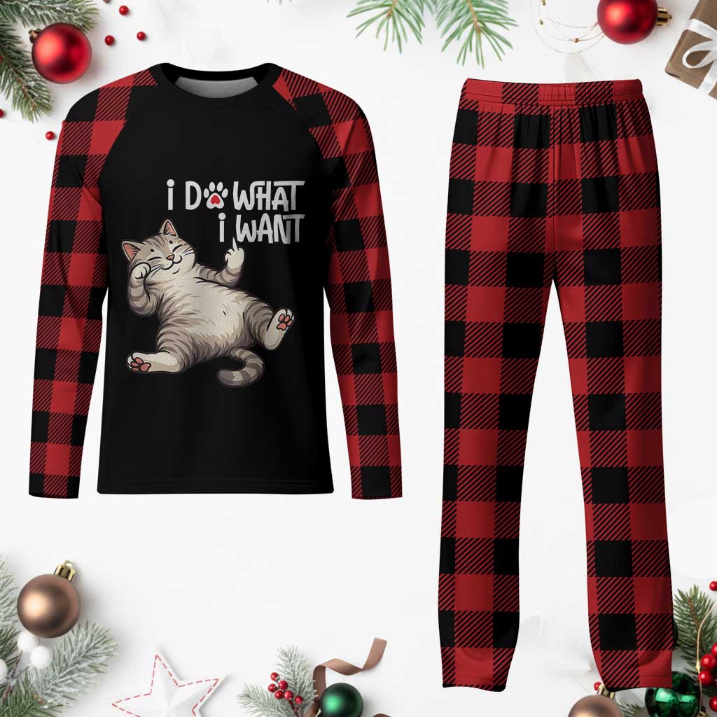 Funny Cat Plaid Pajama Set I Do What I Want TS12 Buffalo Plaid Print Your Wear