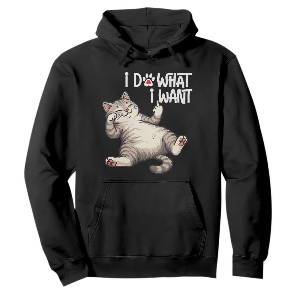 Funny Cat Hoodie I Do What I Want TS12 Black Print Your Wear