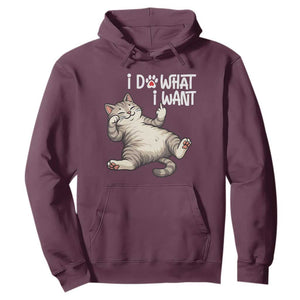 Funny Cat Hoodie I Do What I Want TS12 Maroon Print Your Wear