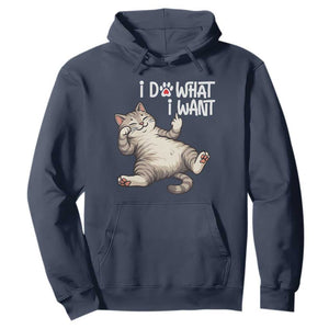 Funny Cat Hoodie I Do What I Want TS12 Navy Print Your Wear