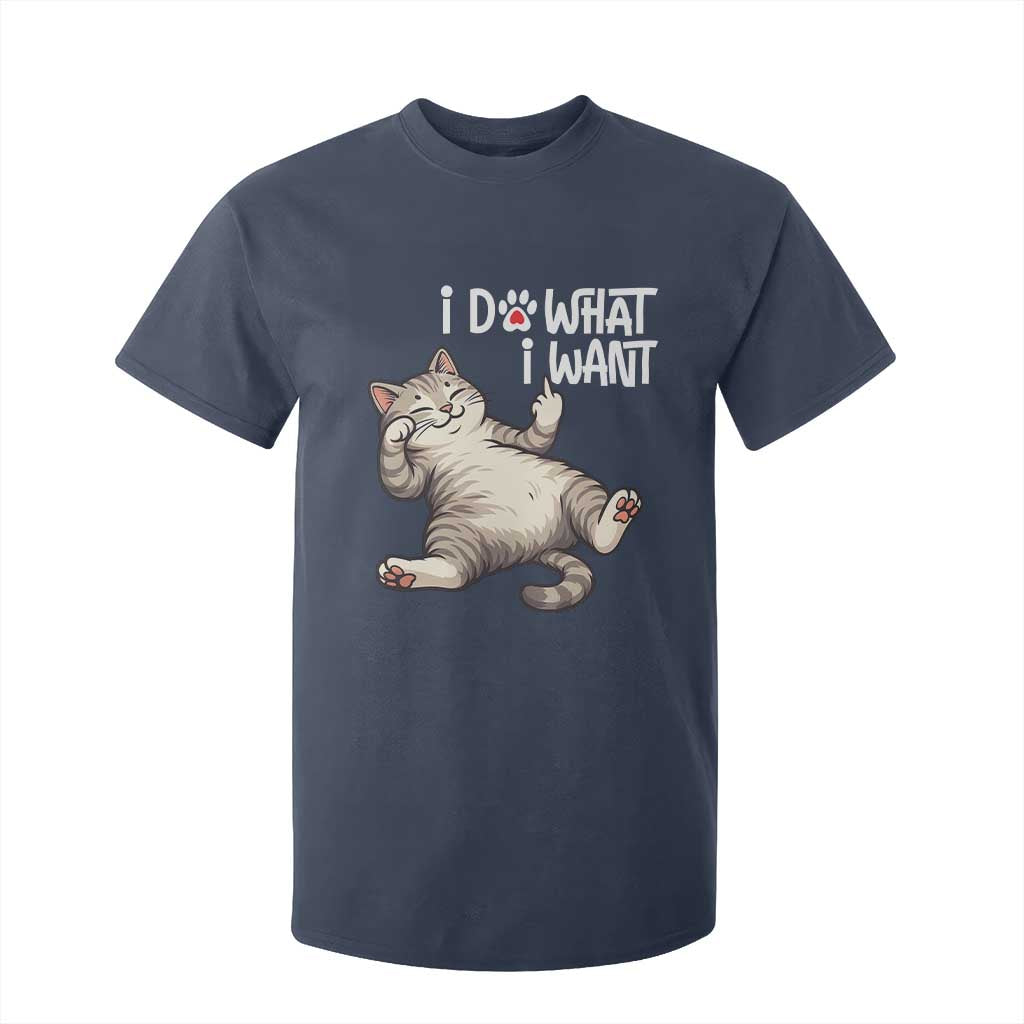 Funny Cat T Shirt For Kid I Do What I Want TS12 Navy Print Your Wear