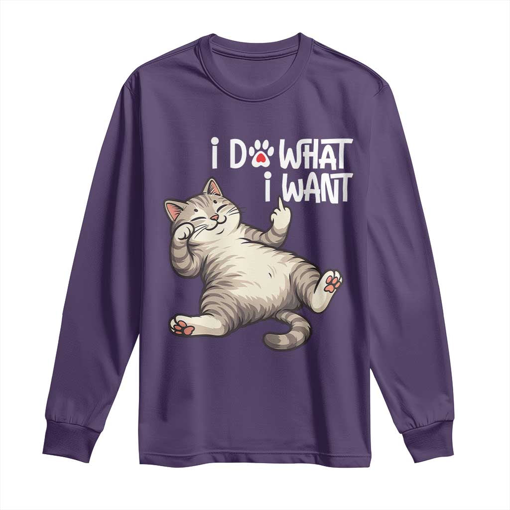 Funny Cat Long Sleeve Shirt I Do What I Want TS12 Purple Print Your Wear