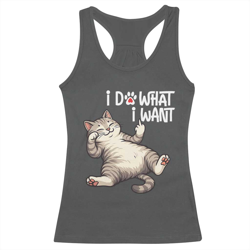 Funny Cat Racerback Tank Top I Do What I Want TS12 Dark Heather Print Your Wear