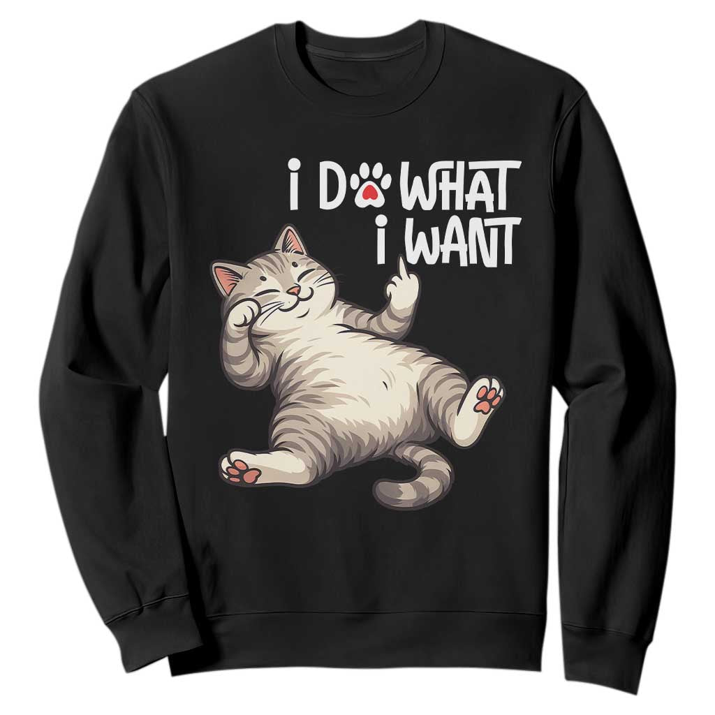 Funny Cat Sweatshirt I Do What I Want TS12 Black Print Your Wear