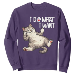 Funny Cat Sweatshirt I Do What I Want TS12 Purple Print Your Wear