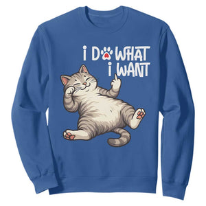 Funny Cat Sweatshirt I Do What I Want TS12 Royal Blue Print Your Wear