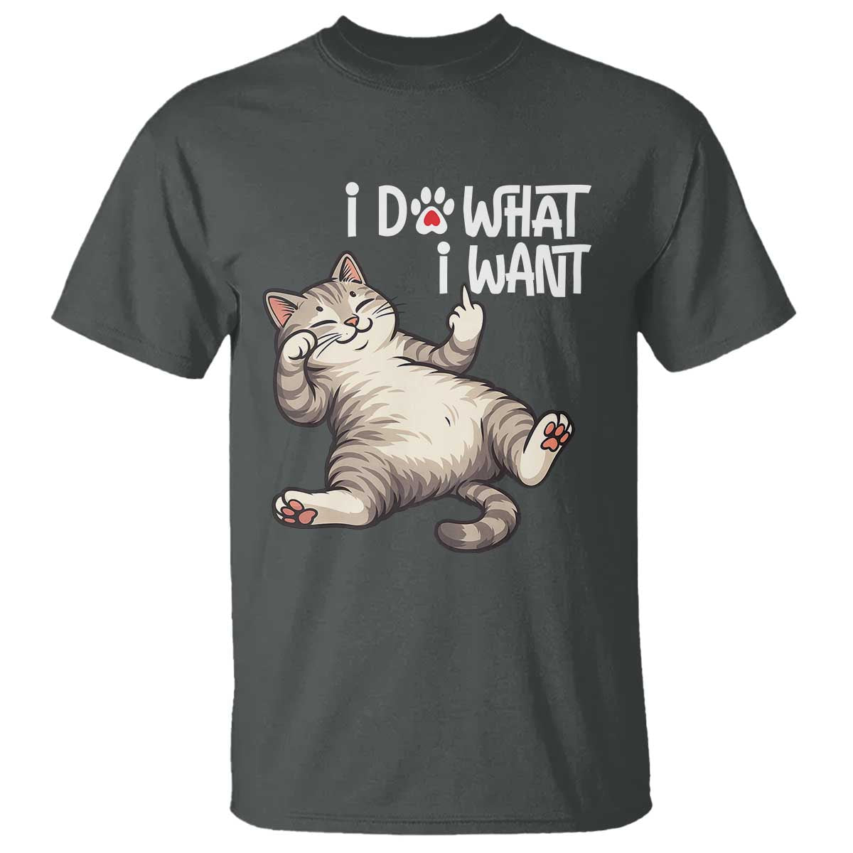 Funny Cat T Shirt I Do What I Want TS12 Dark Heather Print Your Wear