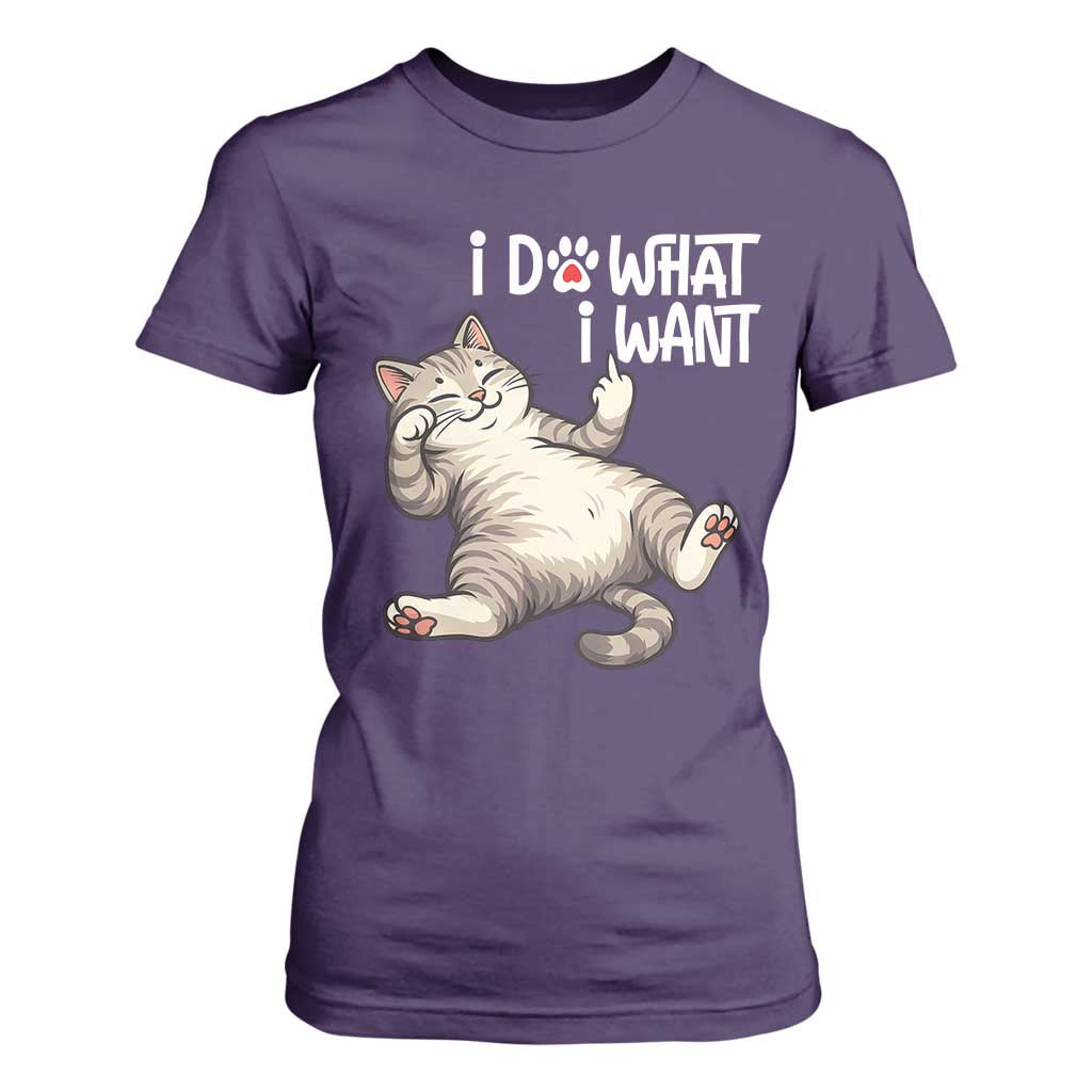 Funny Cat T Shirt For Women I Do What I Want TS12 Purple Print Your Wear