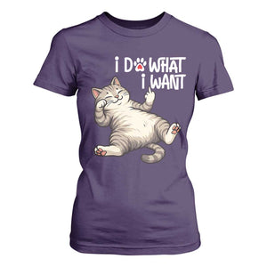 Funny Cat T Shirt For Women I Do What I Want TS12 Purple Print Your Wear