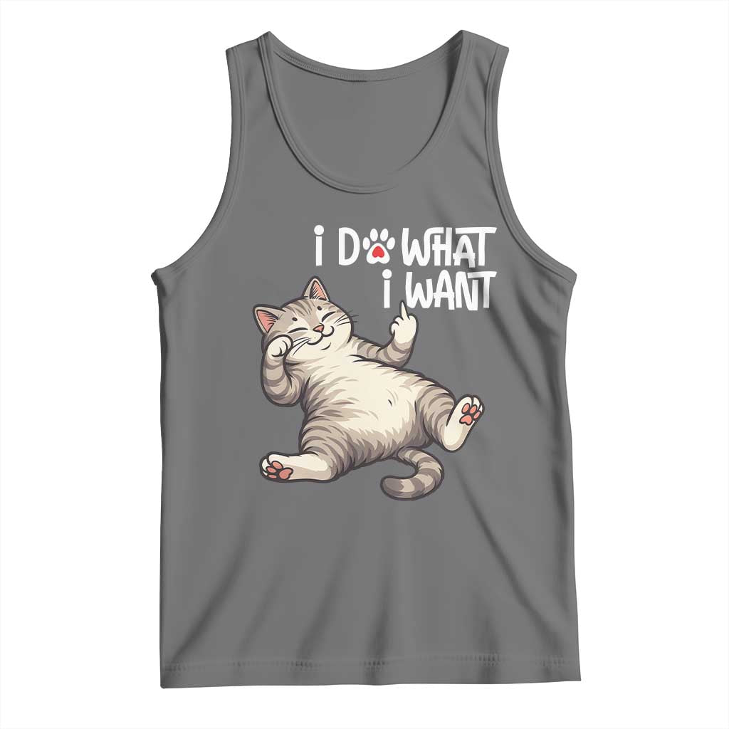 Funny Cat Tank Top I Do What I Want TS12 Black Heather Print Your Wear