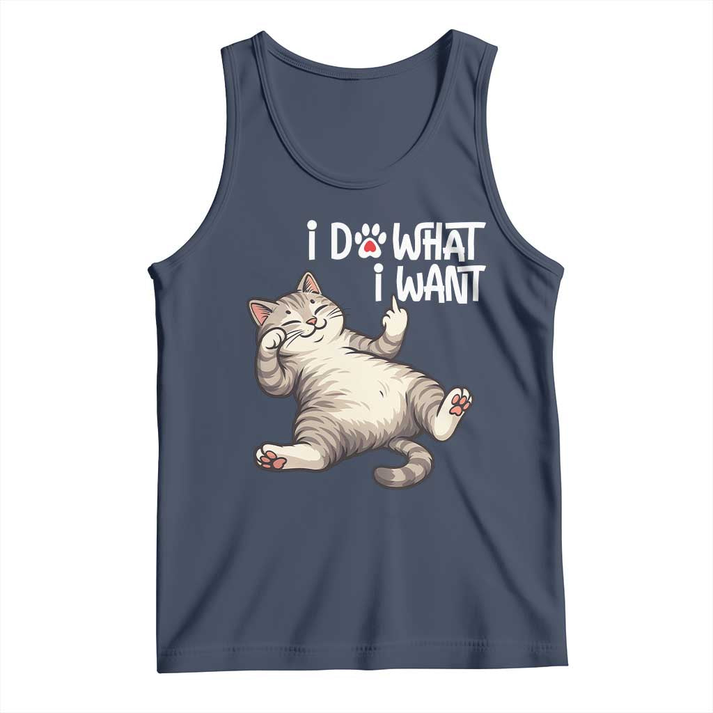 Funny Cat Tank Top I Do What I Want TS12 Navy Print Your Wear