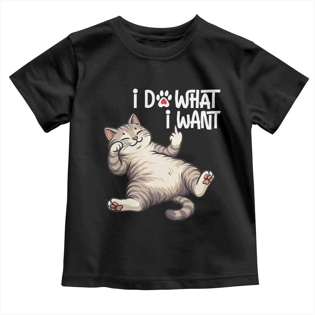 Funny Cat Toddler T Shirt I Do What I Want TS12 Black Print Your Wear