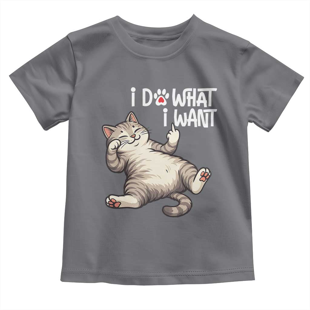 Funny Cat Toddler T Shirt I Do What I Want TS12 Charcoal Print Your Wear