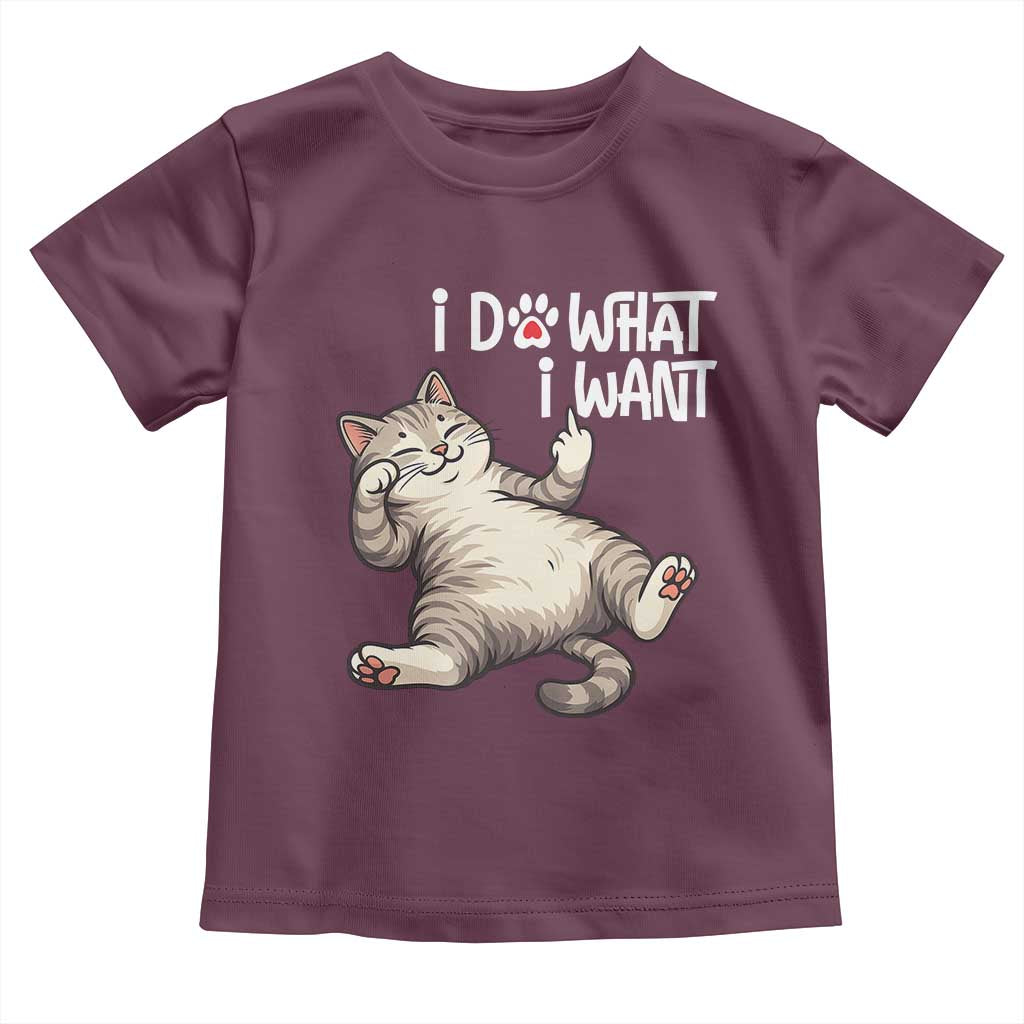 Funny Cat Toddler T Shirt I Do What I Want TS12 Maroon Print Your Wear