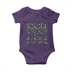 School Is Important But Hunting Is Importanter Baby Onesie Hunter Life Joke TS12 Purple Print Your Wear
