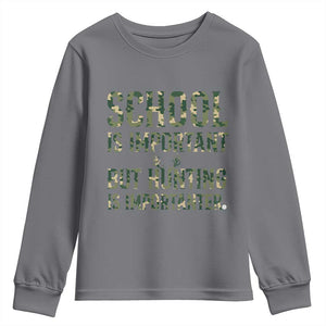 School Is Important But Hunting Is Importanter Youth Sweatshirt Hunter Life Joke TS12 Charcoal Print Your Wear