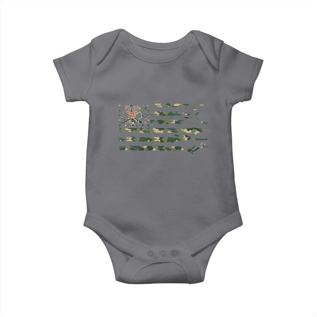 Hunting And Fishing Life Baby Onesie American Flag TS12 Charcoal Print Your Wear