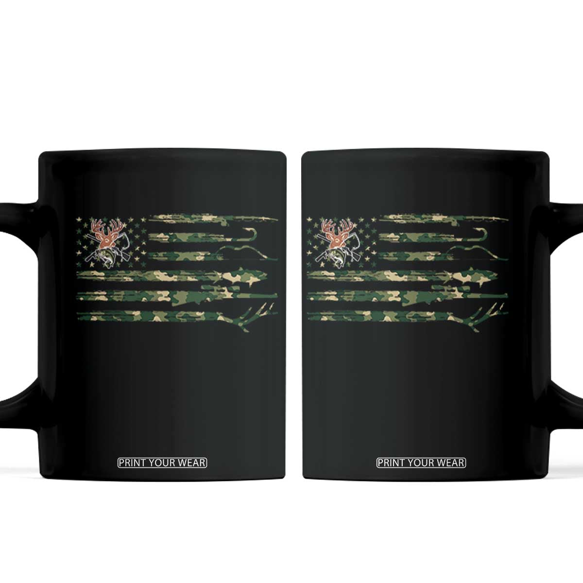 Hunting And Fishing Life Coffee Mug American Flag TS12 Black Print Your Wear