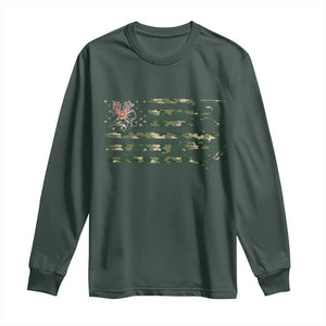 Hunting And Fishing Life Long Sleeve Shirt American Flag TS12 Dark Forest Green Print Your Wear