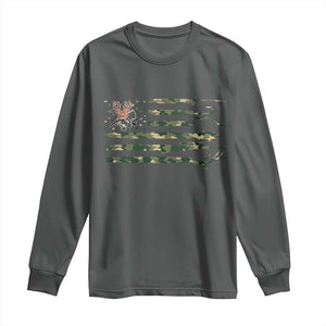 Hunting And Fishing Life Long Sleeve Shirt American Flag TS12 Dark Heather Print Your Wear